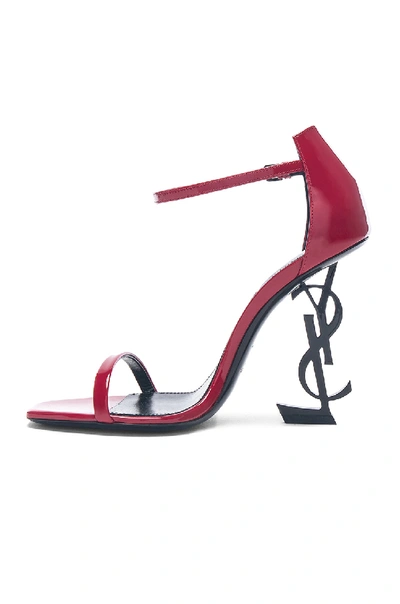 Shop Saint Laurent Opium Leather Monogramme Sandals In Red