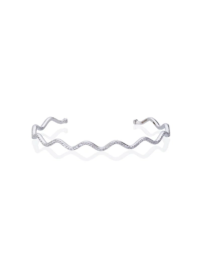 Shop Sabine Getty 14k White Gold And Diamond Solid Wave Cuff