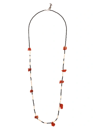 Shop Saint Laurent Tribal Necklace With Red Beads - Black