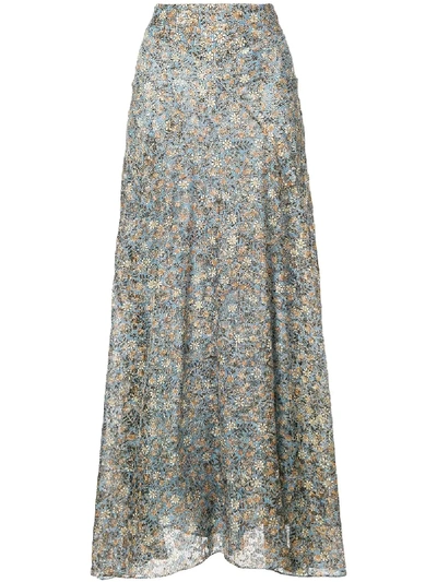 Shop Isabel Marant Ferone Floral Print Skirt In Blue