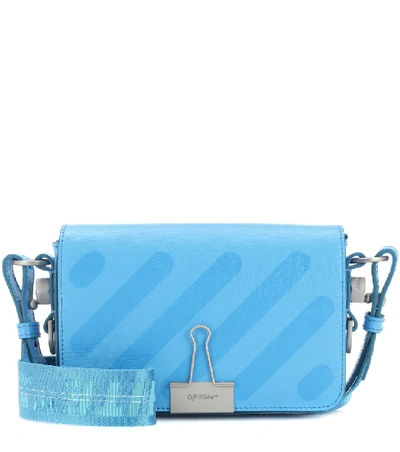 Shop Off-white Mini Binder Clip Leather Shoulder Bag In Blue