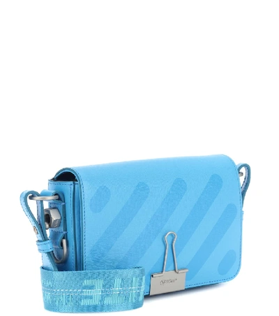 Shop Off-white Mini Binder Clip Leather Shoulder Bag In Blue
