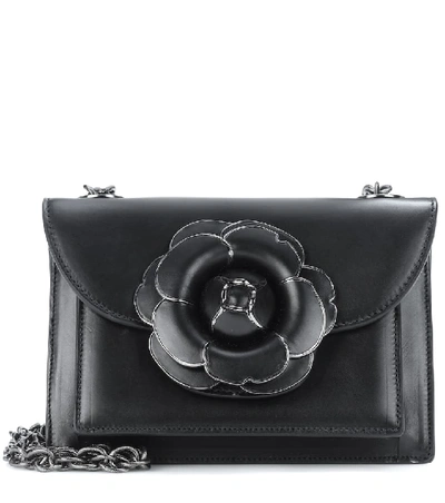 Shop Oscar De La Renta Tro Leather Shoulder Bag In Black