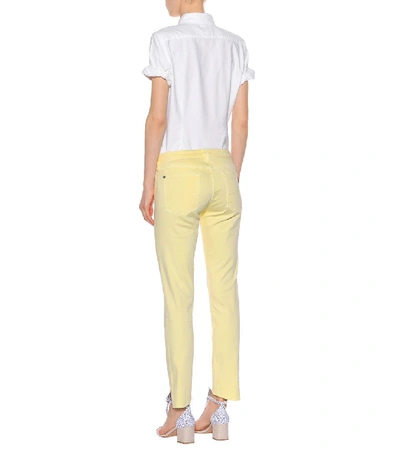 Shop 7 For All Mankind Pyper Cropped Jeans In Yellow