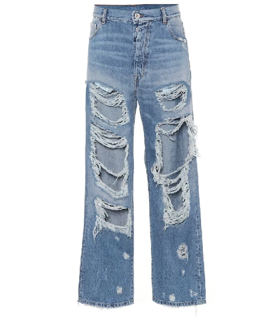 Shop Ben Taverniti Unravel Project Ripped High-waisted Jeans In Blue
