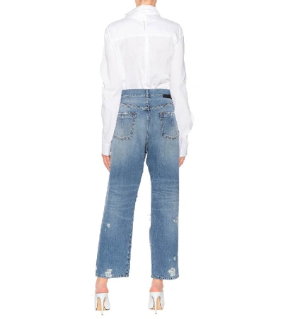 Shop Ben Taverniti Unravel Project Ripped High-waisted Jeans In Blue