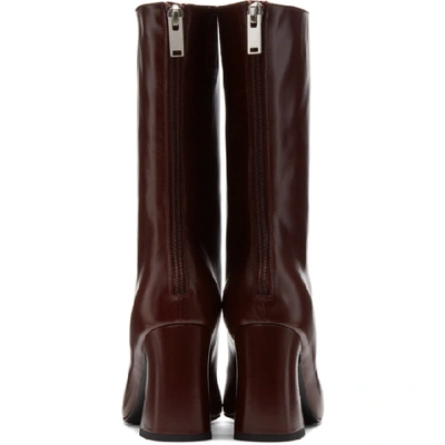 Shop Lemaire Burgundy Leather Boots In 372 Grappe