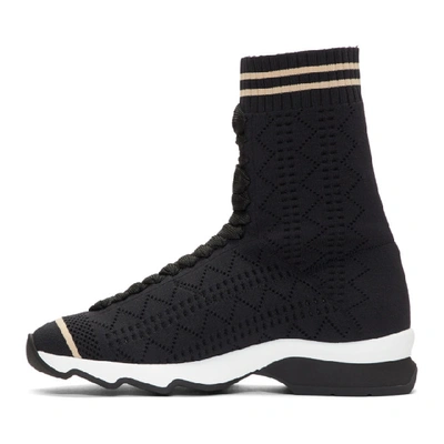 Shop Fendi Black Pearl Sock High-top Sneakers