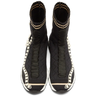 Shop Fendi Black Pearl Sock High-top Sneakers