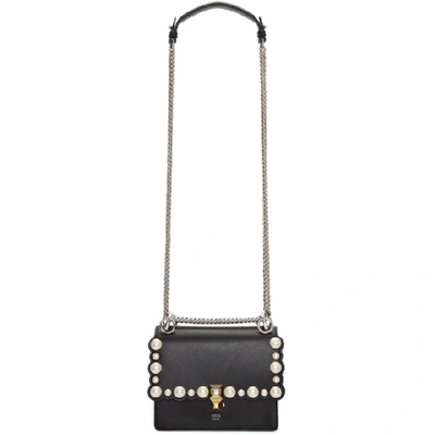 Shop Fendi Black Small Pearl 'kan I' Bag