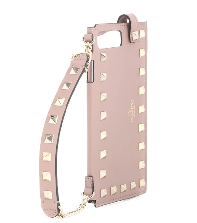 Shop Valentino Garavani Iphone 7 Plus Rockstud Leather Phone Case In Pink