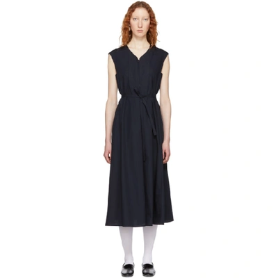 Shop Lemaire Blue Sleeveless Dress In 795 Midnigh