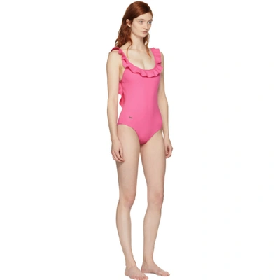 Shop Fendi Pink Ruffle Swimsuit In F10bl Glamo