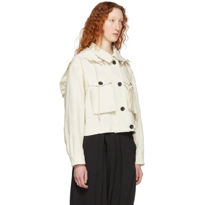 Shop Loewe Off-white Hooded Jacket