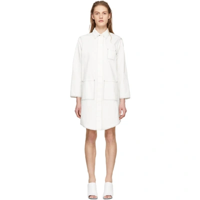 Shop Mm6 Maison Margiela Off-white Oversized Button-up Coat In Off White