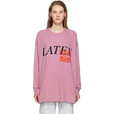 Shop Some Ware Ssense Exclusive Pink Long Sleeve Latex T-shirt In Pink / Blac