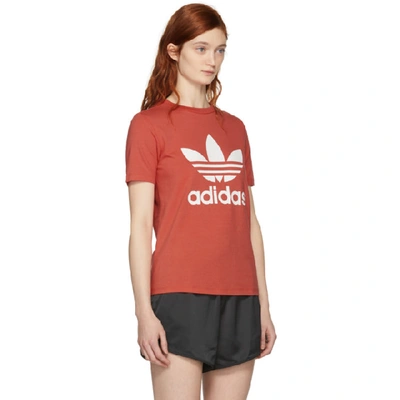 Shop Adidas Originals Orange Trefoil T-shirt