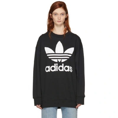 Adidas Originals Black Oversized Logo Sweatshirt Dress | ModeSens