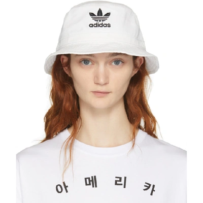 Shop Adidas Originals White Og Washed Bucket Hat