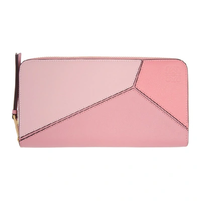 Shop Loewe Pink Puzzle Zip Around Wallet In 7615 Soft P