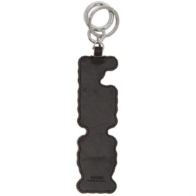 Shop Fendi Black Logo Charm Keychain