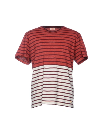 Shop Armor-lux T-shirts In Brick Red