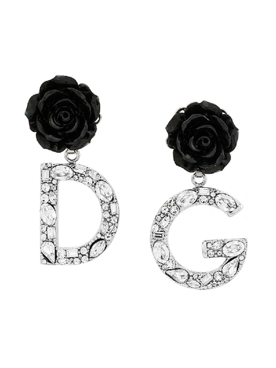 Shop Dolce & Gabbana Rose Logo Drop Earrings