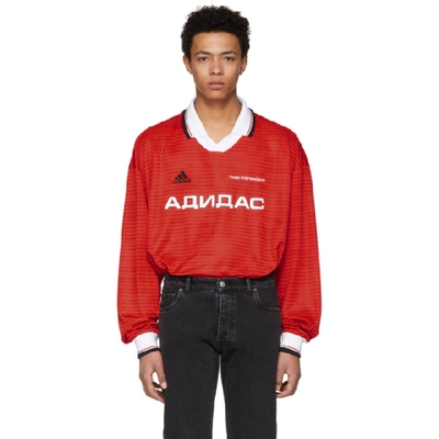 Gosha Rubchinskiy Red Long Sleeve Adidas Originals Edition Polo | ModeSens