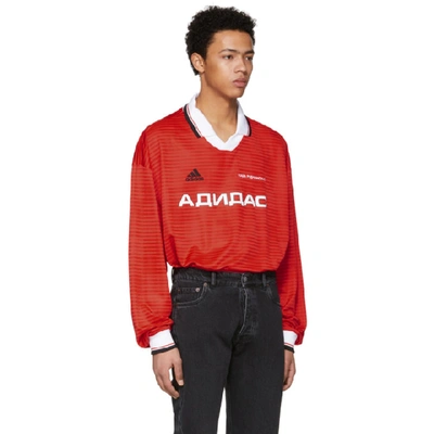 Gosha Rubchinskiy Red Long Sleeve Adidas Originals Edition Polo | ModeSens