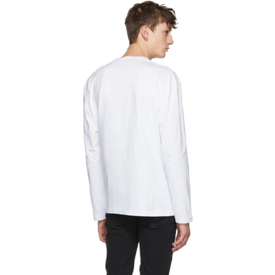 Shop Raf Simons White Long Sleeve Joy Division Unknown Pleasures 'substance' T-shirt