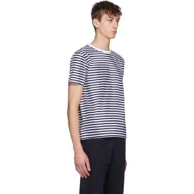 Shop Nanamica Navy And White Striped Coolmax T-shirt In Navy White