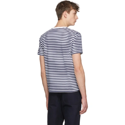 Shop Nanamica Navy And White Striped Coolmax T-shirt In Navy White