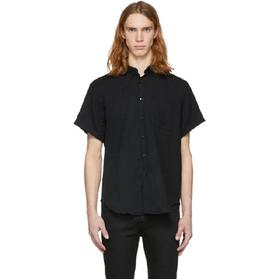 Shop Naked And Famous Denim Black Short Sleeve Gauze Shirt