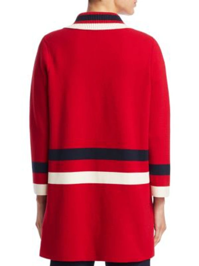 Shop Emporio Armani Cardigan Coat In Red