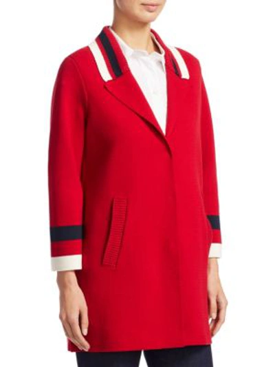 Shop Emporio Armani Cardigan Coat In Red