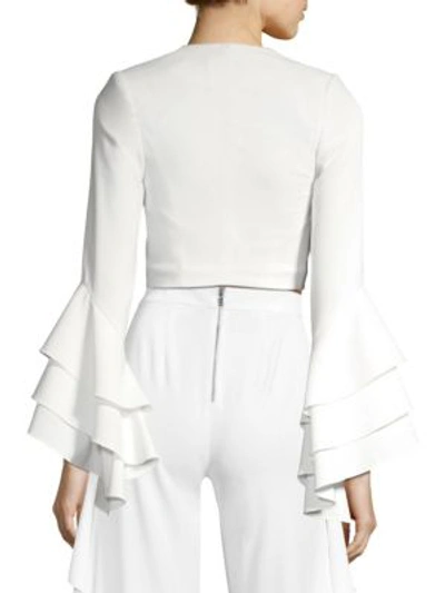 Shop Alice And Olivia Presley Ruffle Sleeve Blazer In Off White