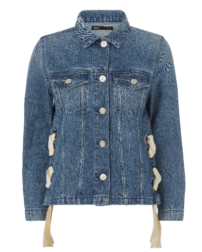 Shop 3x1 Hollow Lace-up Denim Jacket