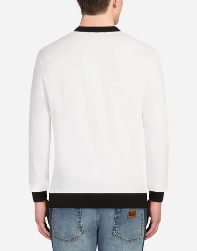 Shop Dolce & Gabbana Printed Cotton Sweatshirt With Patch In White