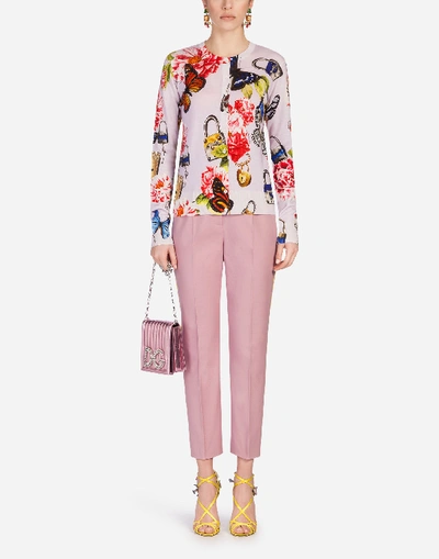 Shop Dolce & Gabbana Printed Cashmere/silk Cardigan In Pink