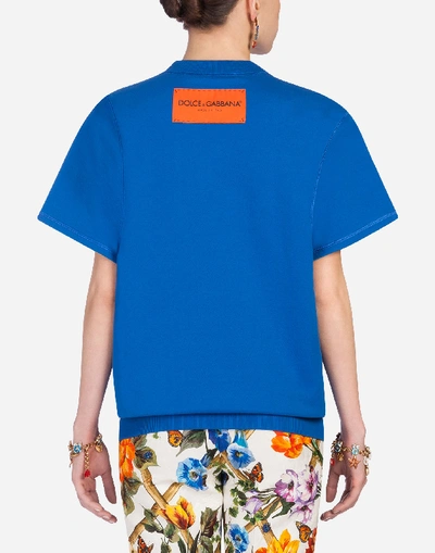 Shop Dolce & Gabbana Cotton Sweatshirt In Turquoise