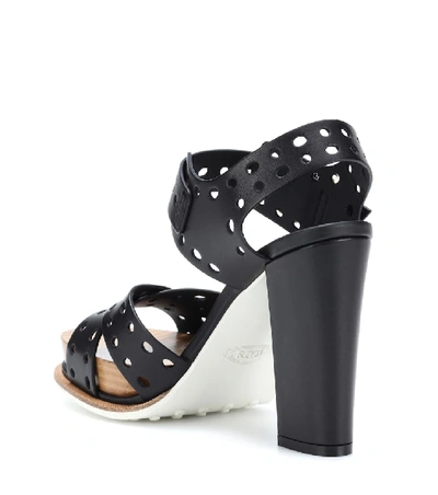 Shop Tod's Plateau Leather Sandals In Black