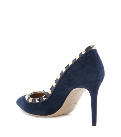 Shop Valentino Rockstud Suede Pumps In Blue