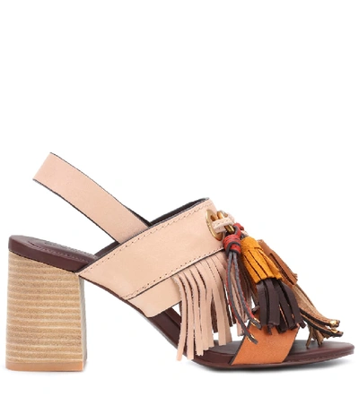 Shop See By Chloé Tasselled Leather Sandals In Beige