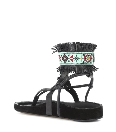 Shop Isabel Marant Eliby Fringed Leather Sandals In Black