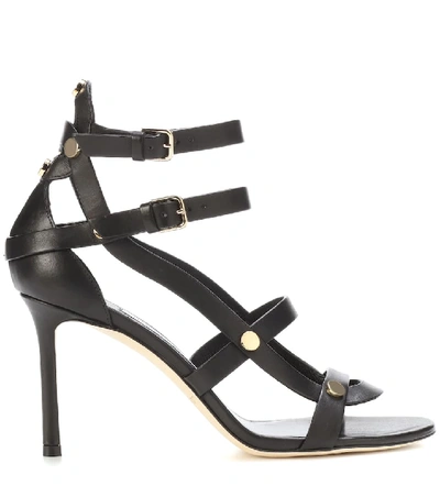 Shop Jimmy Choo Motoko 85 Leather Sandals In Black