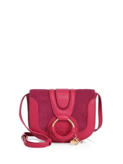 Shop See By Chloé Hana Mini Suede & Leather Crossbody Bag In Berry Pink