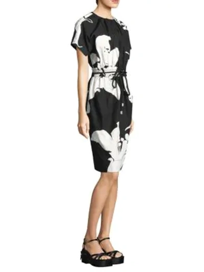 Shop Marc Jacobs Printed Elastic-waist Dress In Black White
