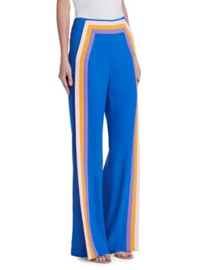 Shop Rosie Assoulin Walk The Plank Pants In Blue Multi