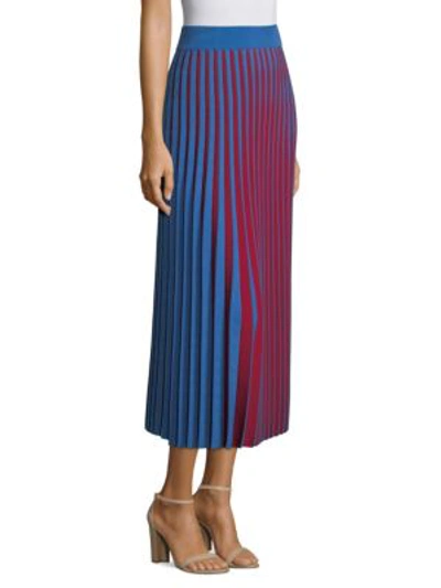 Shop Derek Lam Pleated Stripe Skirt In Red Blue