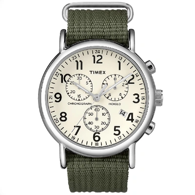Shop Timex Weekender Chrono Oversized Watch In Green